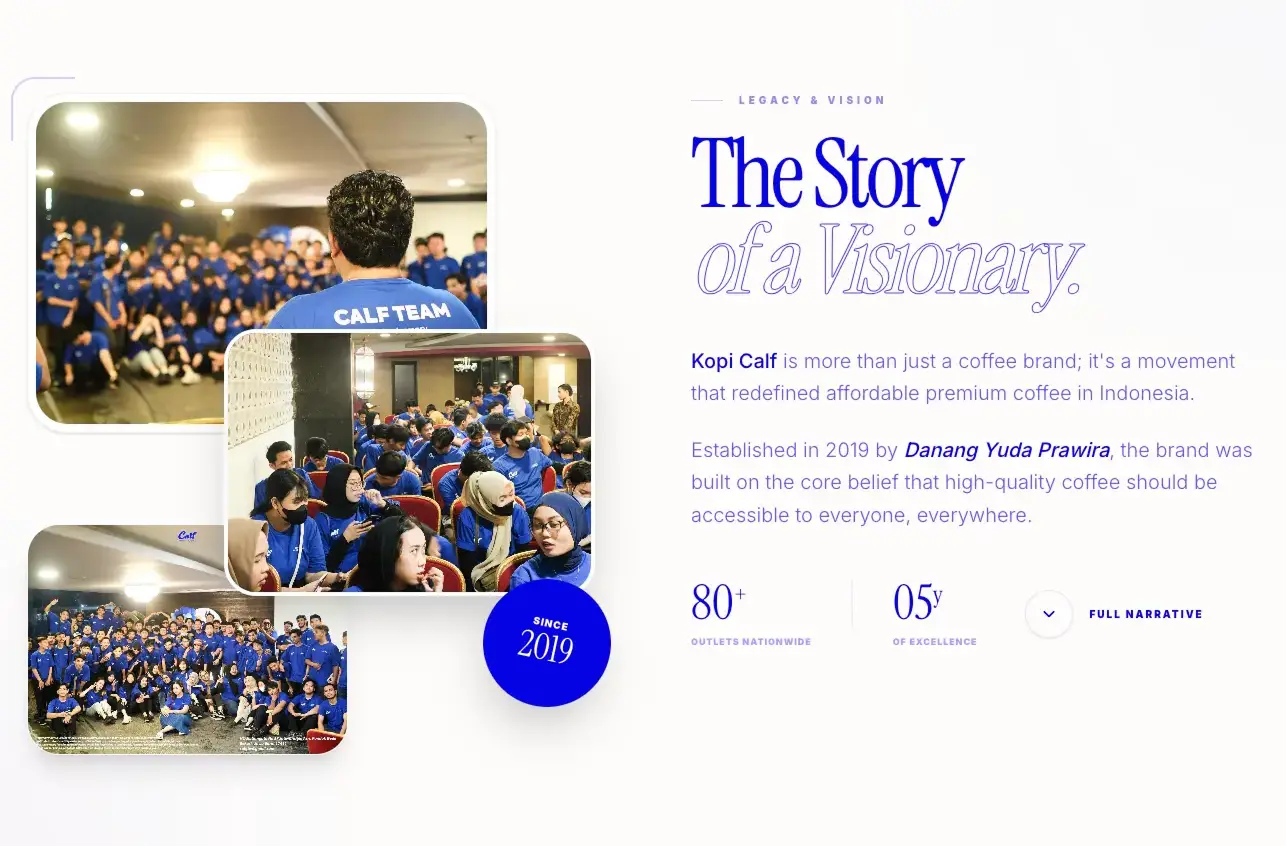 Kopi Calf — Brand story section